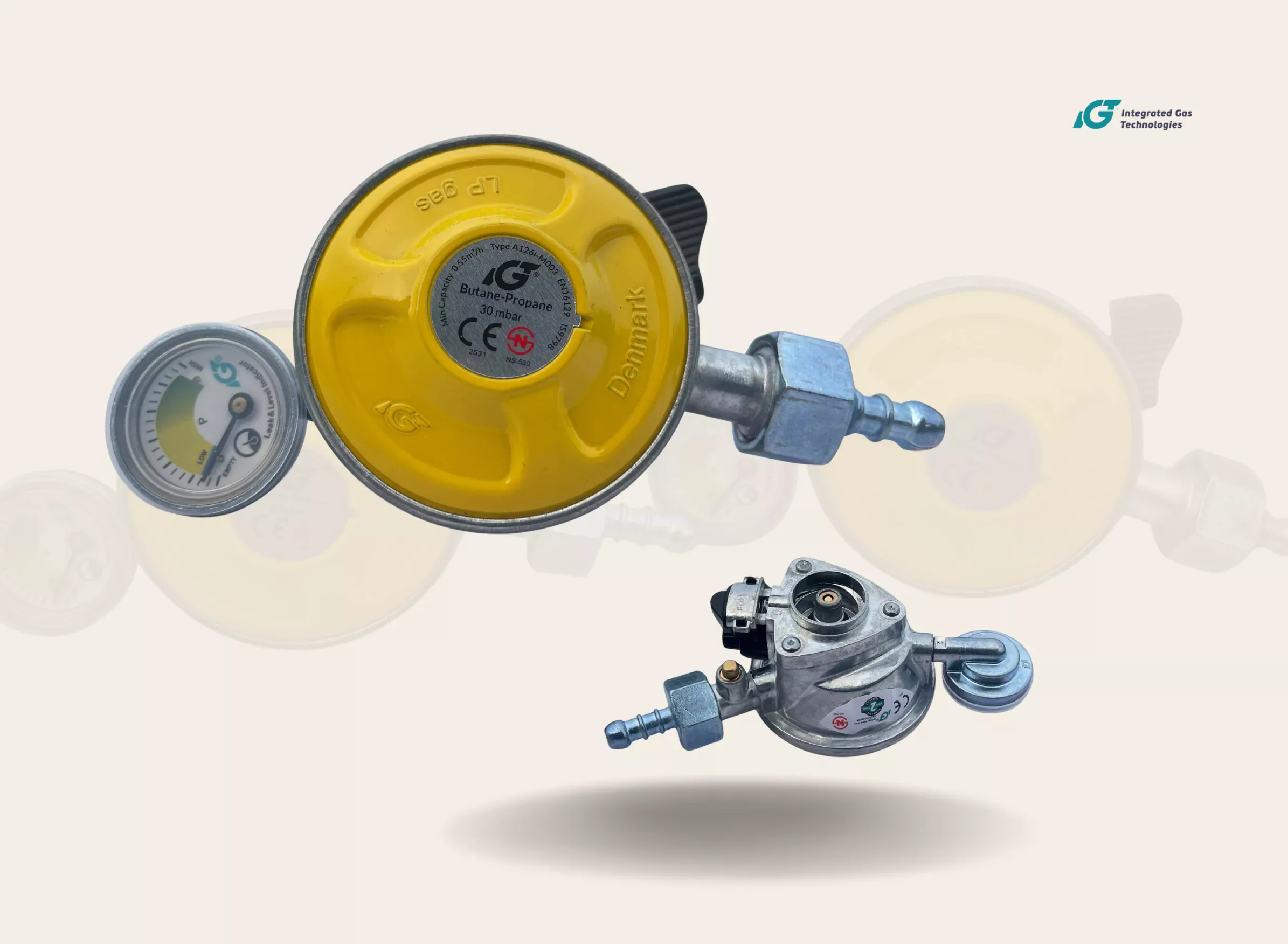 Original IGT Denmark Auto-Cut LPG Gas Safety Regulator (with Safety Switch & 2-Year Replacement Warranty) angle 2