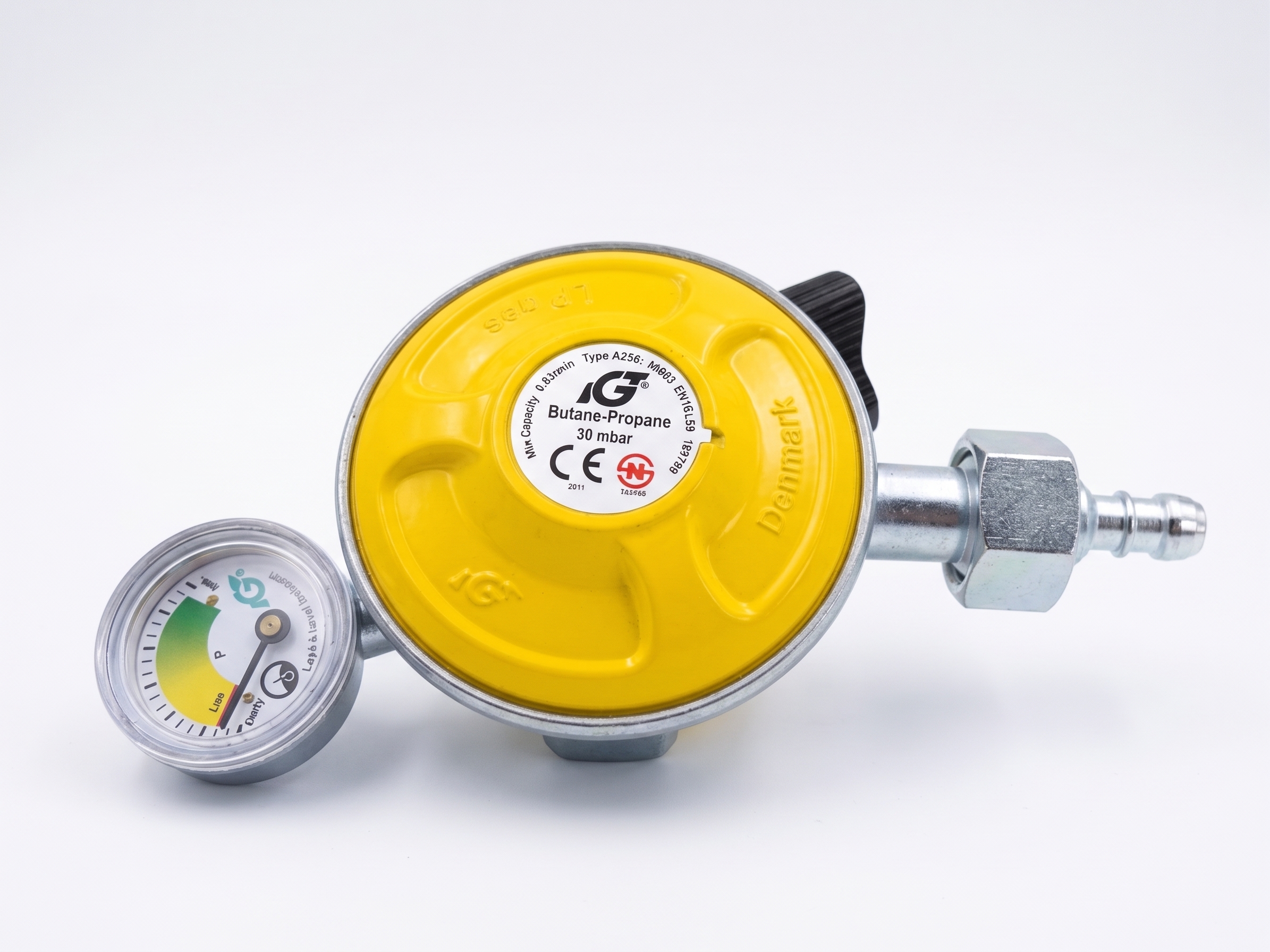 Original IGT Denmark Auto-Cut LPG Gas Safety Regulator (with Safety Switch & 2-Year Replacement Warranty)